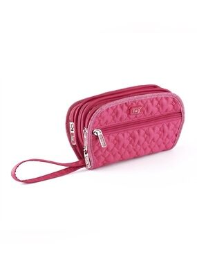 NEW LUG Flipper Rose Pink Jewelry Clutch Quilted Multi Pocket Travel Organizer